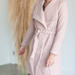 Wide Collar Tie Waist Long Lined Coat Tops Staccato