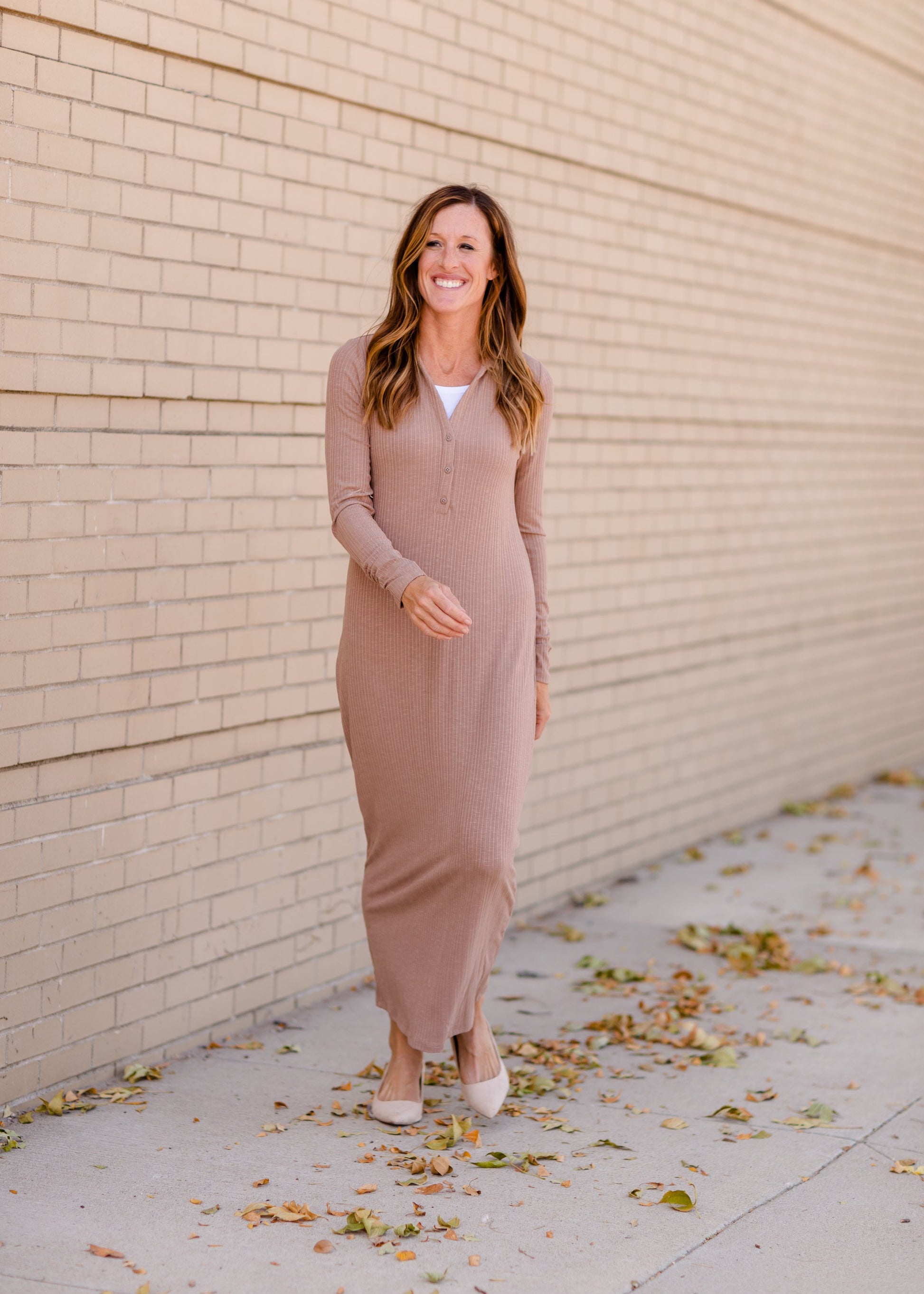 Willow Tan Henley Ribbed Maxi Dress Dresses Z Supply