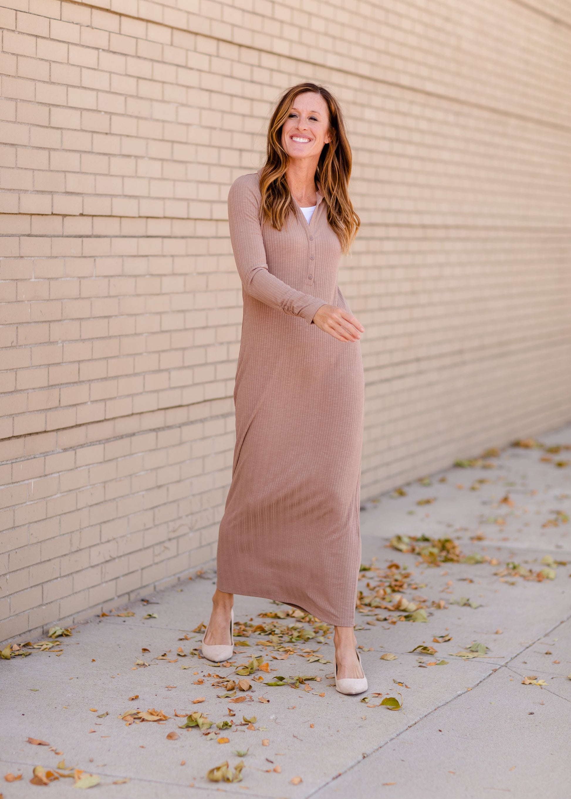 Willow Tan Henley Ribbed Maxi Dress Dresses Z Supply