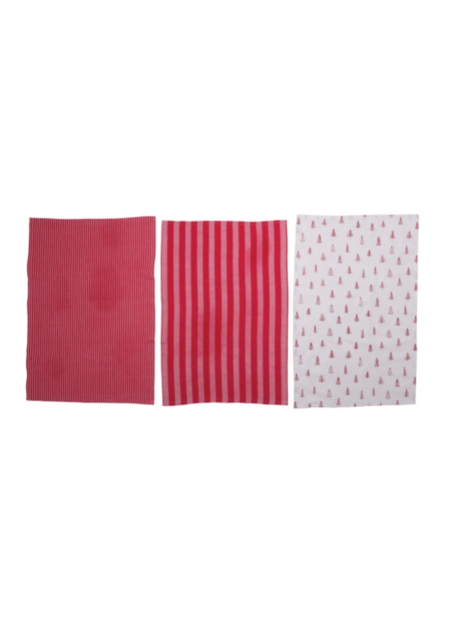 Winter Print Cotton Tea Towels - 3 Pack Home Creative Co-op red
