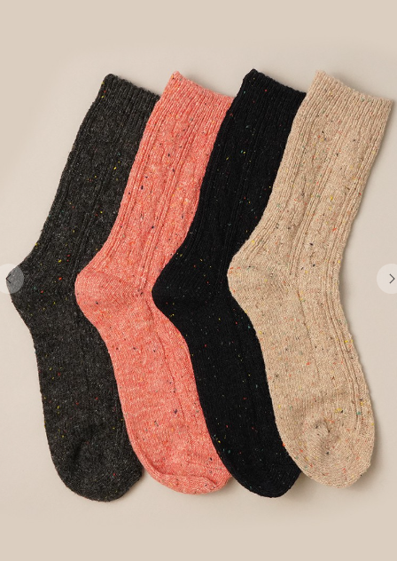 Women's Speckled Wool Blend Crew Length Socks Accessories