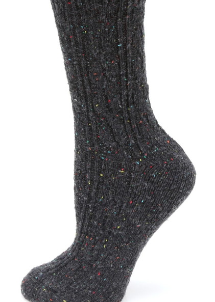 Women's Speckled Wool Blend Crew Length Socks Accessories Charcoal