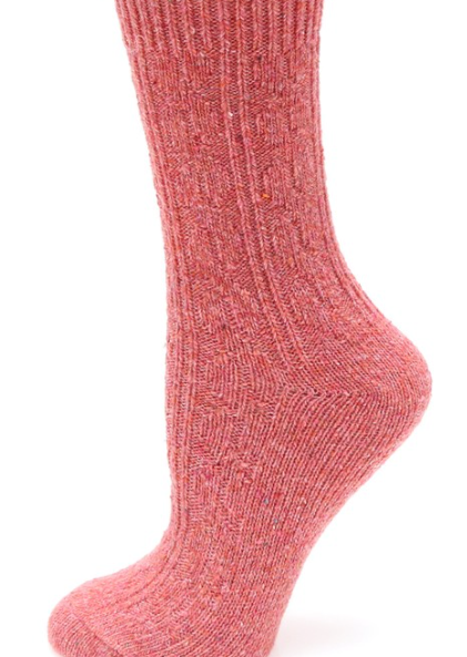 Women's Speckled Wool Blend Crew Length Socks Accessories Coral