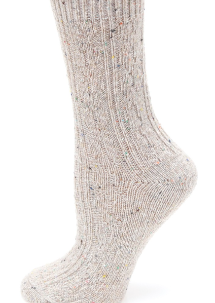 Women's Speckled Wool Blend Crew Length Socks Accessories Taupe