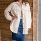 Woven Collar Neck Button Down Long Sleeve Jacket Tops By Together