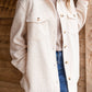 Woven Collar Neck Button Down Long Sleeve Jacket Tops By Together