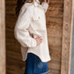 Woven Collar Neck Button Down Long Sleeve Jacket Tops By Together