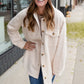 Woven Collar Neck Button Down Long Sleeve Jacket Tops By Together