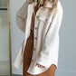 Woven Collar Neck Button Down Long Sleeve Jacket Tops By Together