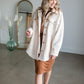 Woven Collar Neck Button Down Long Sleeve Jacket Tops By Together