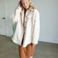 Woven Collar Neck Button Down Long Sleeve Jacket Tops By Together