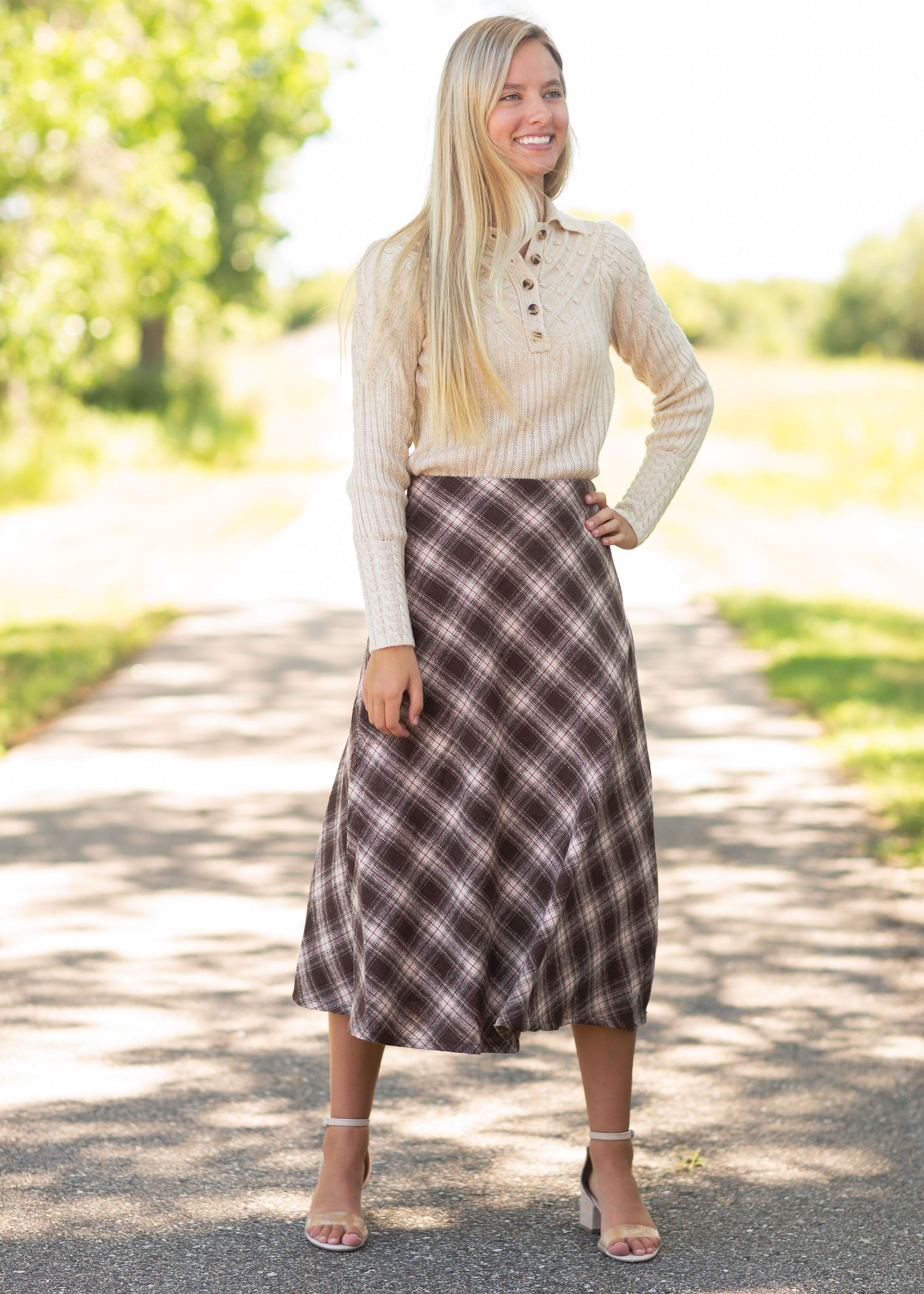 Woven Plaid A-line Midi Skirt - FINAL SALE – Inherit