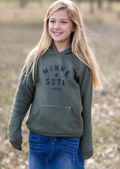 Youth Tamarack Army Green Minnesota Hoodie Girls Northern Print Co. S