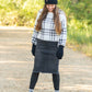Crafted from a cotton blend, this Zoey Frayed Hem Black Denim Midi Skirt is an Inherit Design you'll be reaching for again and again! This skirt has an on-trend, yet classic style to it. There is slight distressing and the raw hem is the perfect finishing touch!